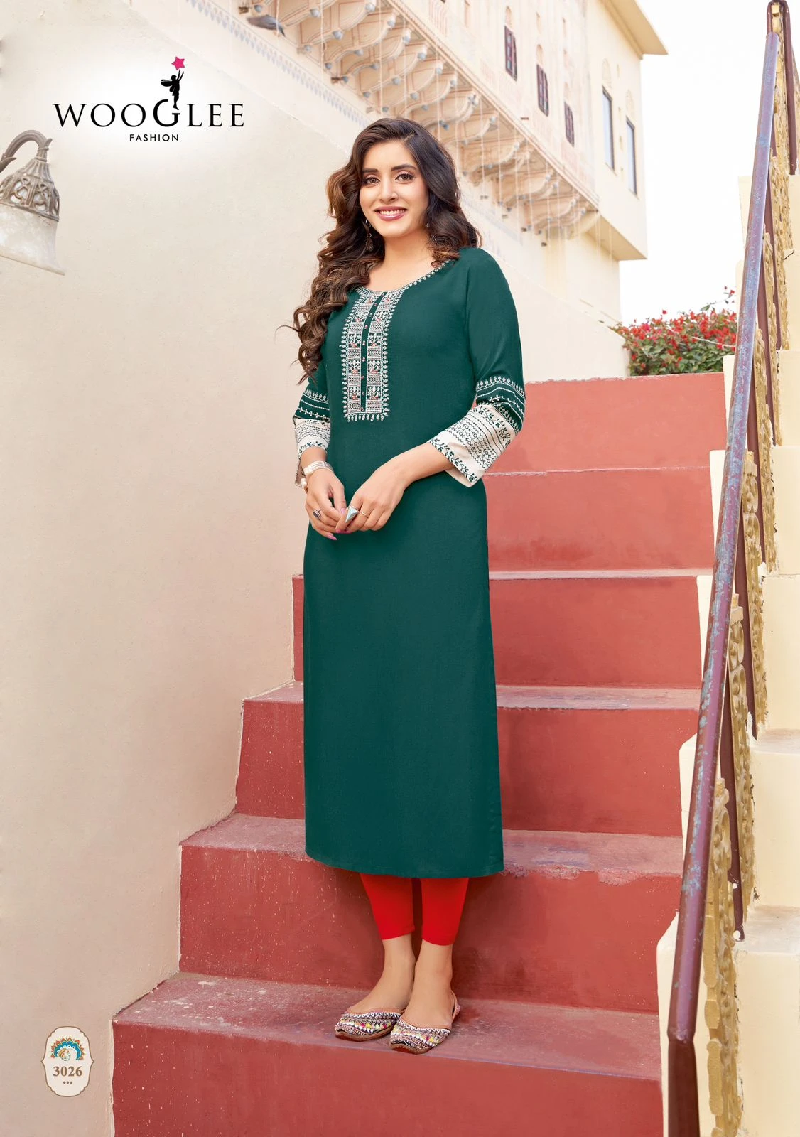 Wooglee Salonee Vol 6 Heavy Rayon Wholesale Fancy Kurtis Catalog — Wholesale Kurtis, Wooglee wholesale from Surat - Gallery Image 3